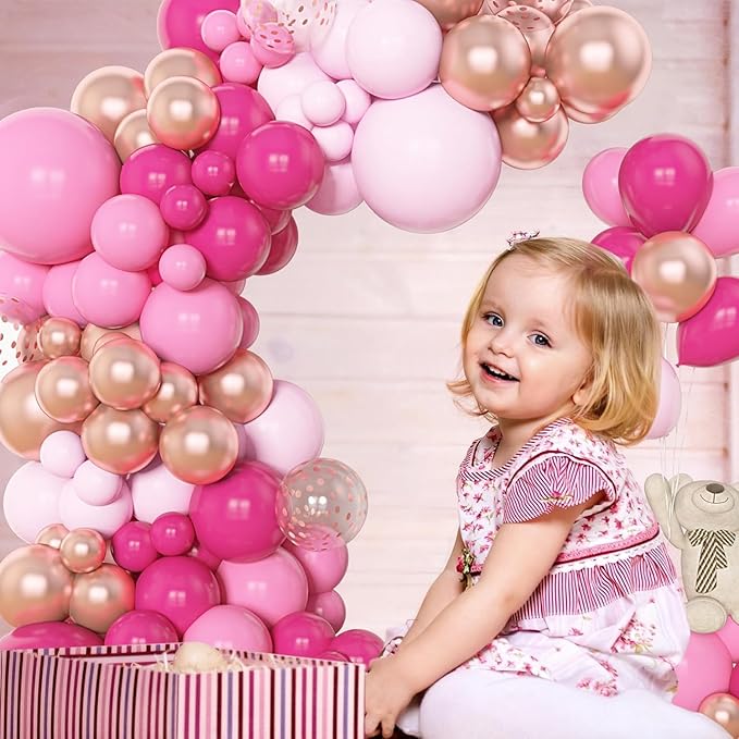 Amandir 153pcs Pink Balloon Garland Arch Kit, Different Sizes 18 12