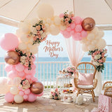 Pink Ivory Rose Gold Balloon Arch Kit Double Stuffed Light Pink