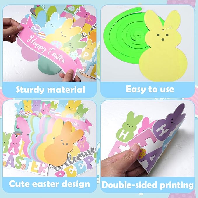 36 Pcs Easter Bunny Hanging Swirls Easter Party Decorations Happy