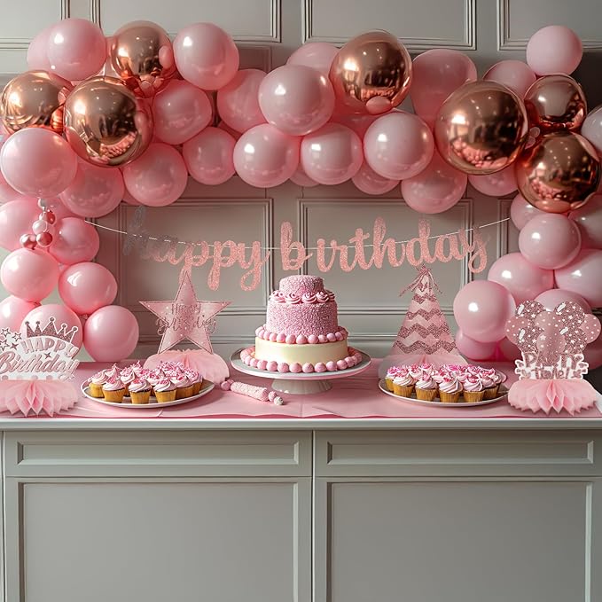 Pink Rose Gold Party Decorations 12Pcs Pink Rose Gold Honeycomb