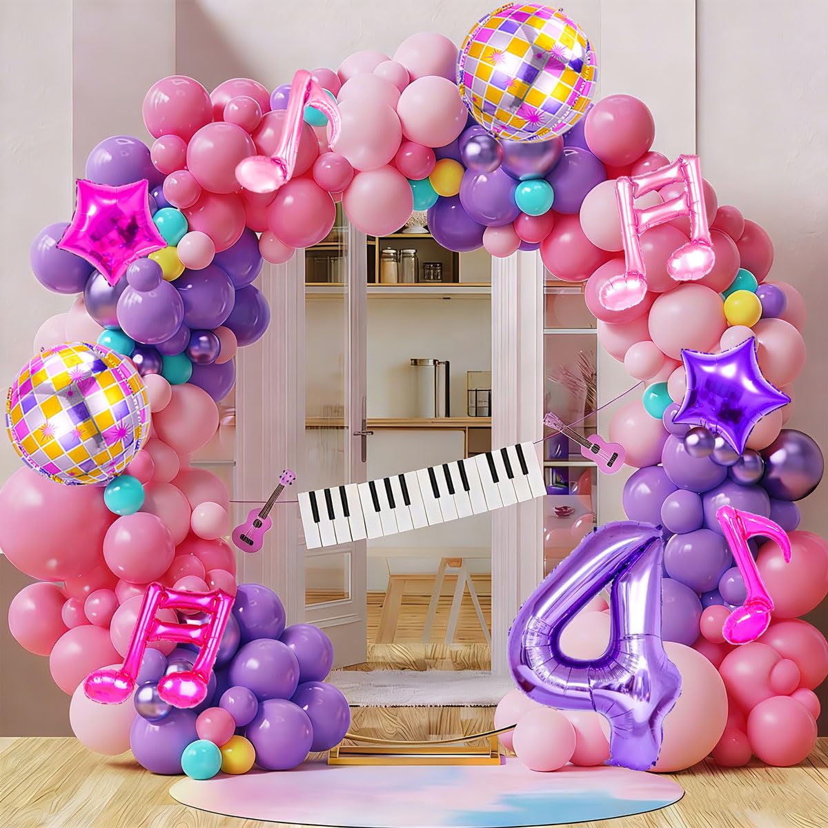 9Pcs Kpop Birthday Decorations - Kpop Music Balloons Hot Pink Mus 4