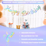 CANREVEL 3 PCS Iridescent Happy Birthday Banners, Hanging Star Garland
