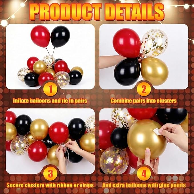Movie Night Party Decorations Movies Themed Red Black Gold Balloon
