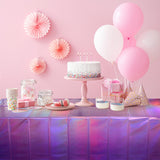 6 Pack Ombre Iridescent Pink and Purple Plastic Tablecloths, Shiny