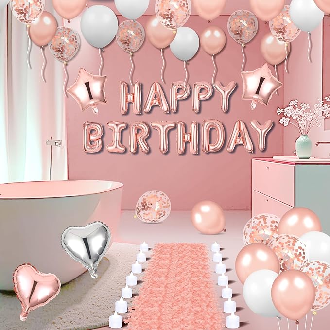 Pink Birthday Balloons Decorations Rose Gold Birthday Balloon