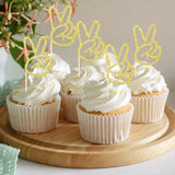 Spakon 24 Pcs Peace Sign Cupcake Toppers Glitter Peacekeeper Cupc Gold