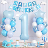 1st Birthday Decorations for Boys, 40 Inch Light Blue Number 1