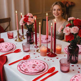 Valentine's Day Heart Love Disposable Tableware Set 194 Pcs Serves