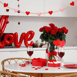 Valentine's Day Garland 3D Felt Valentine Heart Banner with Wooden
