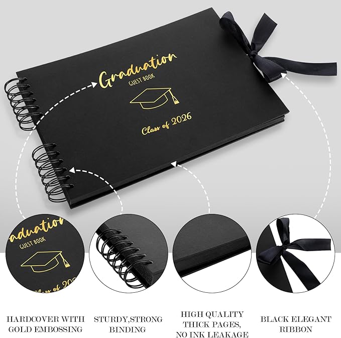 12 Pcs 2026 Graduation Guest Book with Photo Sign Decor 80 Pages