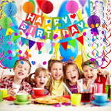FECEDY Colorful Happy Birthday Banner Paper Triangle Flag Bunting