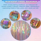 Iridescent Clear Tinsel Curtain Backdrop, 3.28 x 8ft Extra Long
