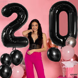 Large, Black 0 Balloon Number - 40 Inch | Foil Number Balloons for