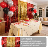 3 Packs Red Gold Foil Fringe Curtains Extra Wide 9.9ft for Birthday