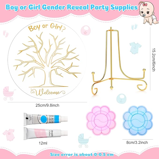 Gender Reveal Fingerprint Tree Boy or Girl Party