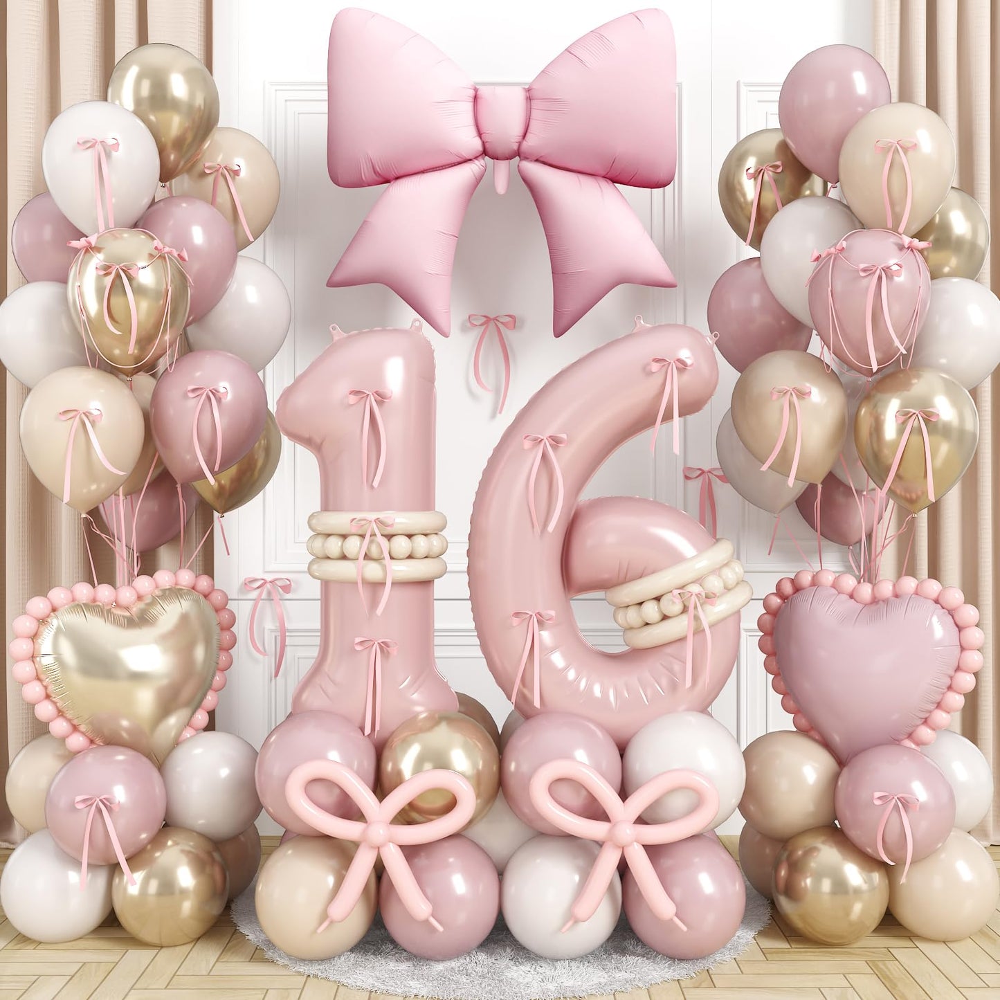 Pink Sweet 16 Number Balloon, 16th Birthday Decorations for Girls