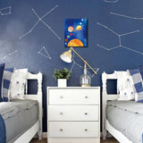 CHDITB Framed Outer Space Art Prints Cartoon Watercolor Planet Wall