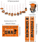 Graduation Decorations 2026 Orange Set, Congrats Grad Decor Set with