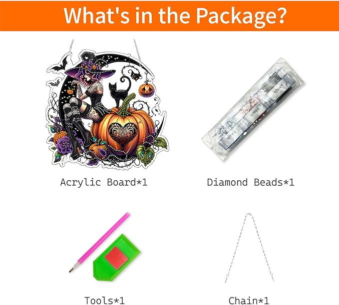 VODAPYC Halloween Witch Diamond Art Hanging Kit for Adults, DIY