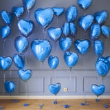 Blue Heart Balloons, 19PCS Blue Heart Shape Balloons, 18Inch with