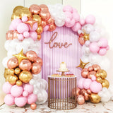 Pink and White Balloon Arch Kit, Pink and Gold Balloons Garland with