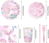 175PCS Mermaid Party Decorations Mermaid Theme Party Supplies Plates