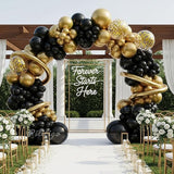 Black and Gold Balloon Arch Kit 114 Pcs Black and Gold Balloons