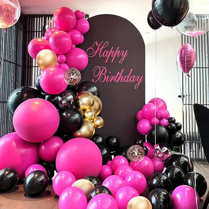 Red Black Gold Balloon Garland Arch Kit 156 Hot Pink Black Gold