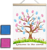 Gender Reveal Decorations Fingerprint Tree Canvas Paintings Decor