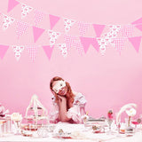 32Ft Coquette Bow Party Decorations Hot Pink Bow Pennant Banner Fabric