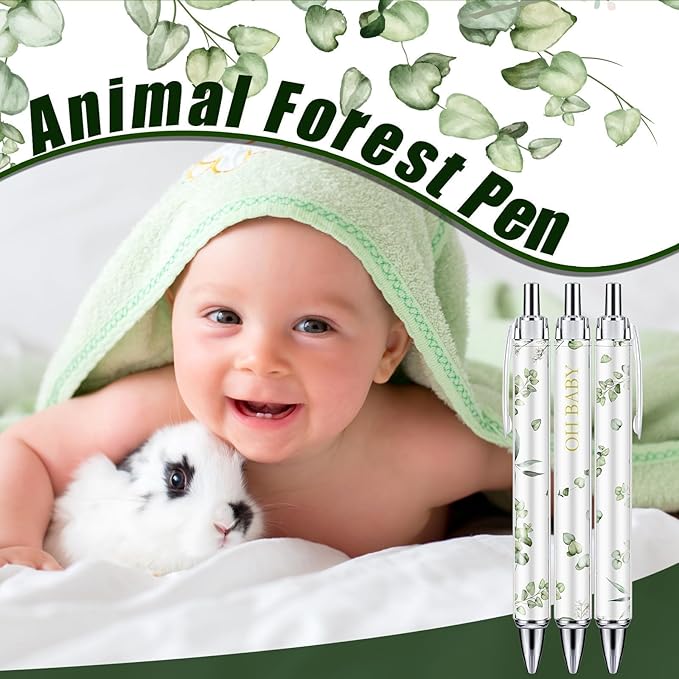 145 Pieces Baby Shower Favors for Guest Eucalyptus Leaf Ballpoint
