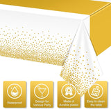 3Pcs White and Gold Tablecloth Party Decorations,Plastic White Table