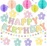 Amandir Pastel Birthday Decorations for Girls Women, Happy Birthday