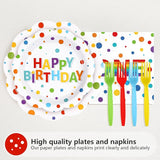 96Pcs Happy 1st Birthday Party Supplies Colorful Polka Dots 1st