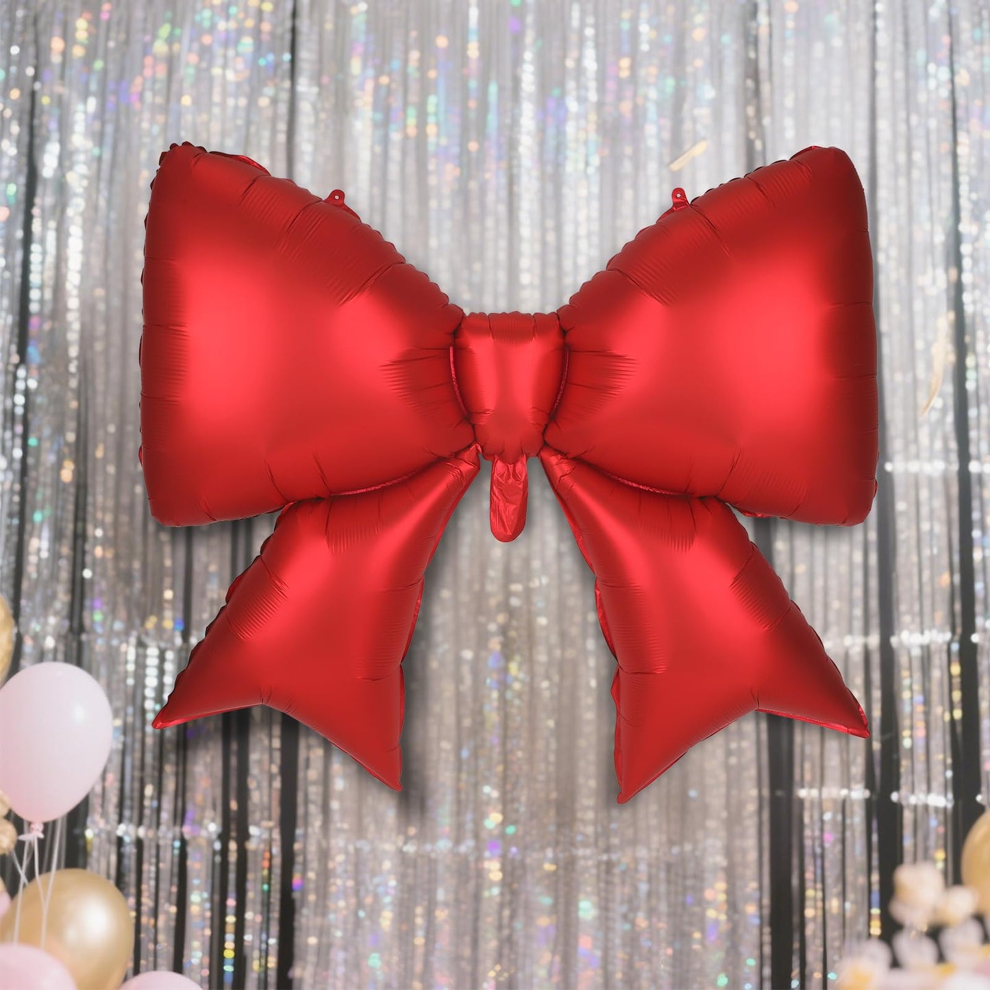 4Pcs Giant Bow Balloons, 97.5cm/38in Big Elegant Coquette Theme Red