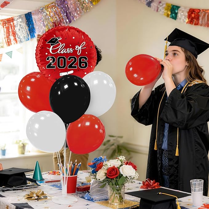 Graduation Decorations - 4 Set Balloon Stands, Class of 2026 Congrats