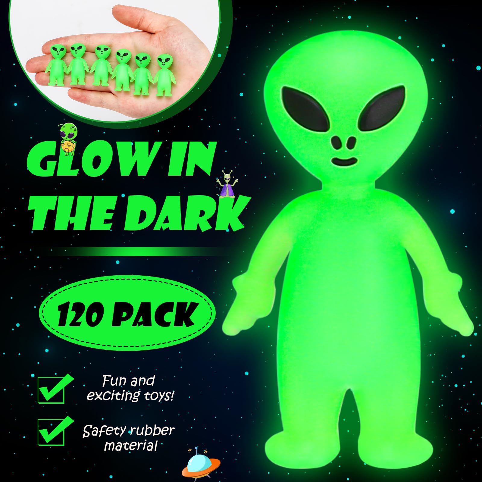120 Pcs Mini Alien Figures Glow in The Dark Small Little