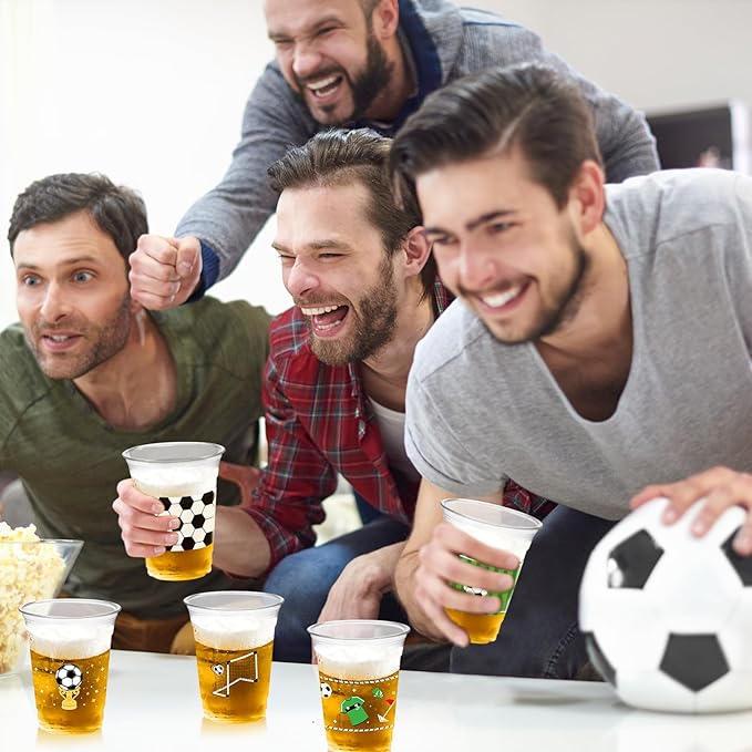 100Pcs Soccer Party Decorations Cups, 12 OZ Disposable Plastic