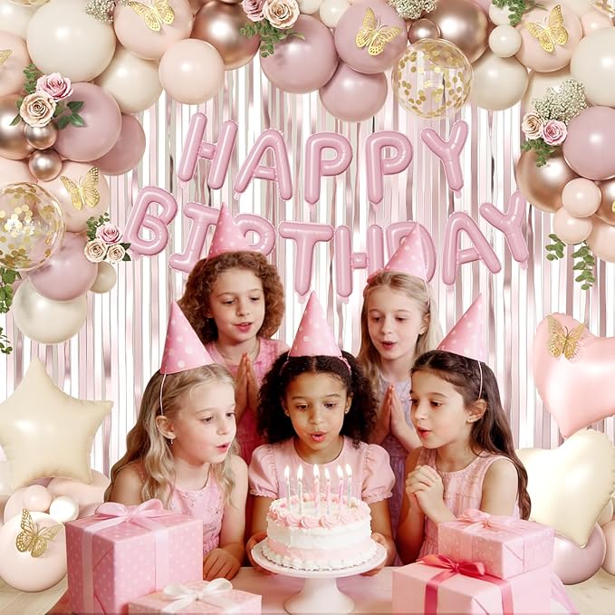 Dusty Pink and Gold Birthday Decorations for Women Girls Dusty Pink