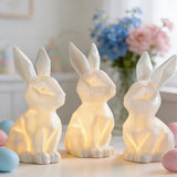 3 Pack Easter Bunny Decorations Ceramic White Rabbit Statues