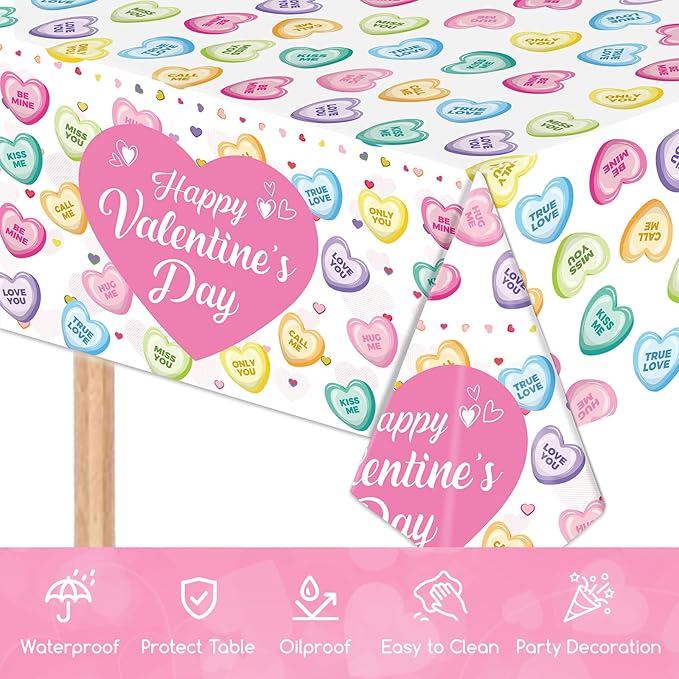 98Pcs Valentines Day Plates and Napkins Conversation Hearts Party