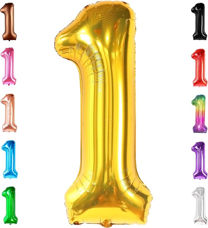 KatchOn, Gold Number 1 Balloons For First Birthday - 40 Inch | Number