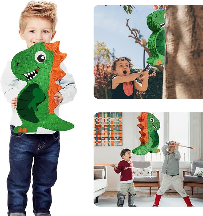 Dinosaur Pinata for Boys Birthday Party with Bat Paper Blindfold and