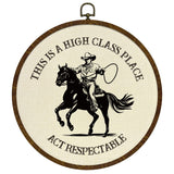 Round Wall Art Framed,Funny Cowboy Round Wall Decor –This Is a High