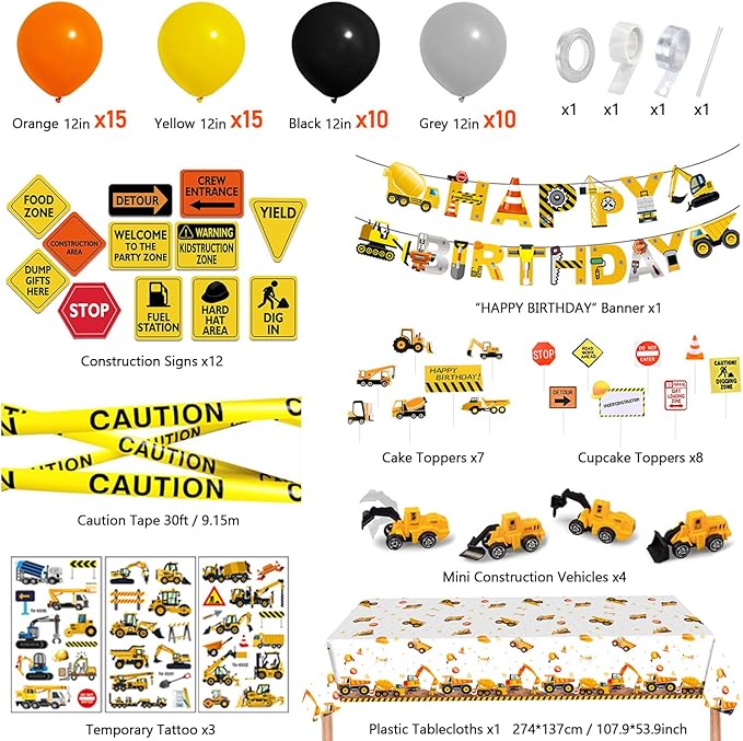 Construction Birthday Party Decorations Construction Balloon Arch