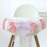 Handmade Pink Bow High Chair Banner 1st Birthday Party Decoration