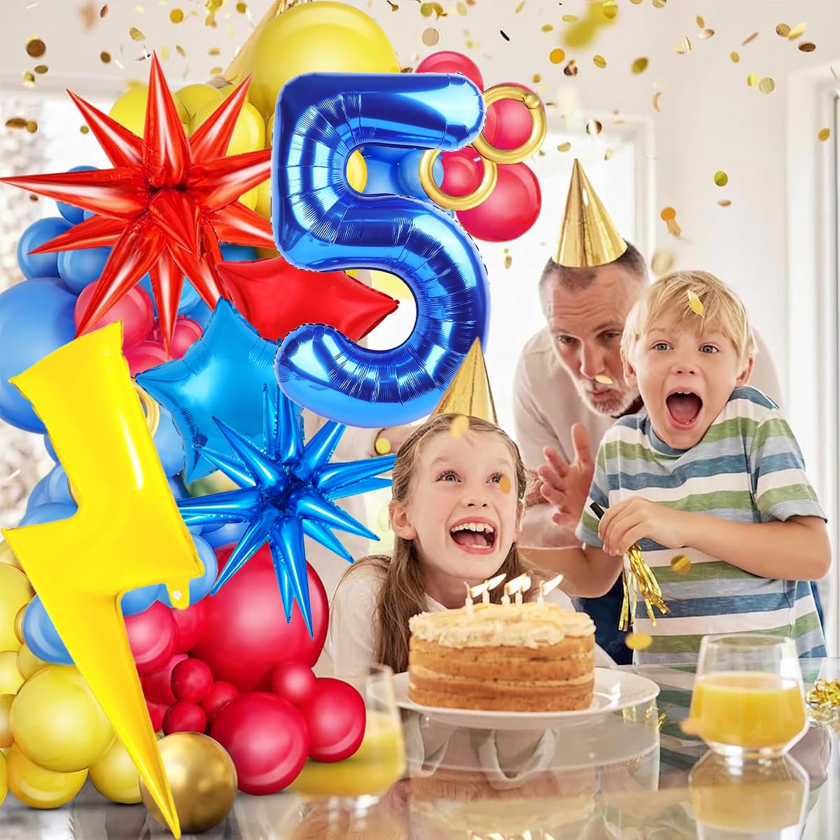 Cartoon Hedgehog Birthday Decorations, Blue 5 Balloon Number 40 inch