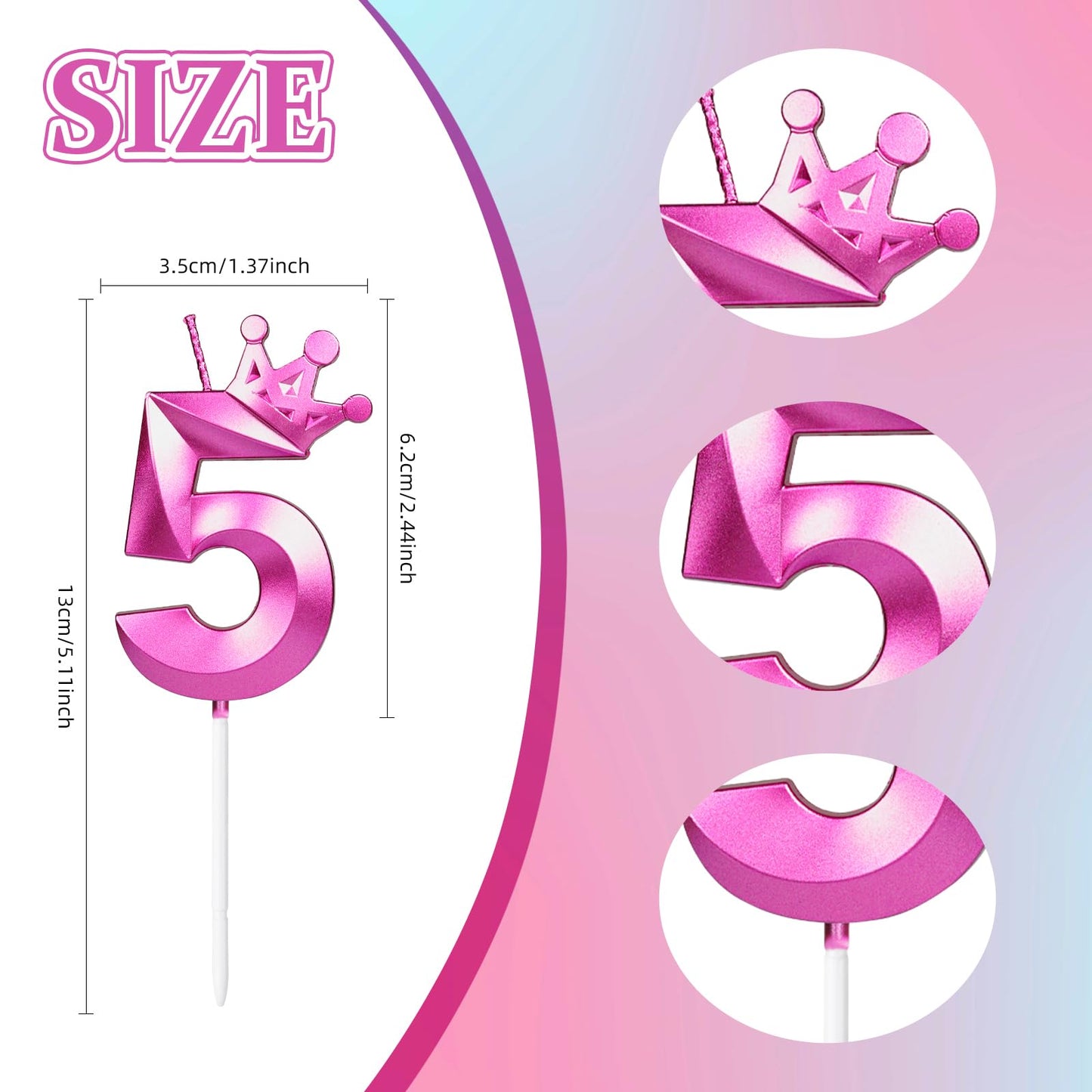 Metallic Purple Number Birthday Candle, Kpop Theme Cake Topper for 14