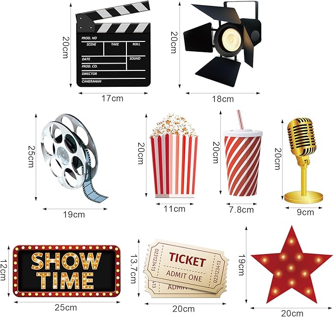 14 Pieces Movie Theme Photography Backdrop and Studio Props DIY Kit