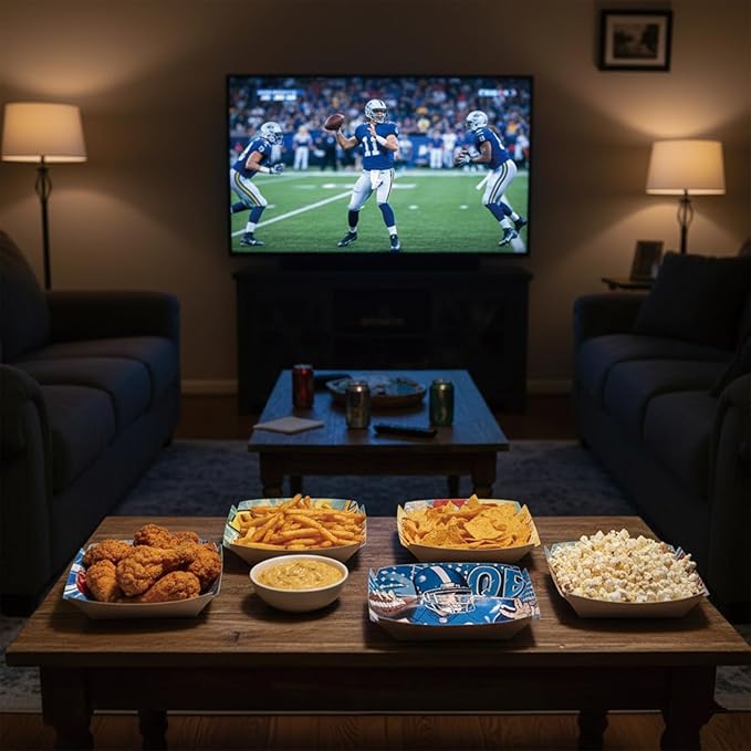 60 PCS Football Party Supplies Paper Food Trays Comic Style Football